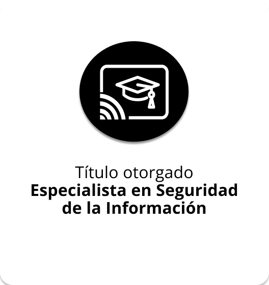 Ícono blanco de birrete académico sobre pantalla que representa diplomado en ciberseguridad.
