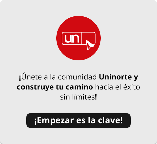 Icono rojo de UNINORTE sobre una pantalla que representa educación virtual en seguridad de la información, formación online flexible y acceso digital a programas académicos de la Universidad del Norte.