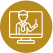 Ícono dorado de persona en pantalla con símbolo de seguridad para introducción a la ciberseguridad.